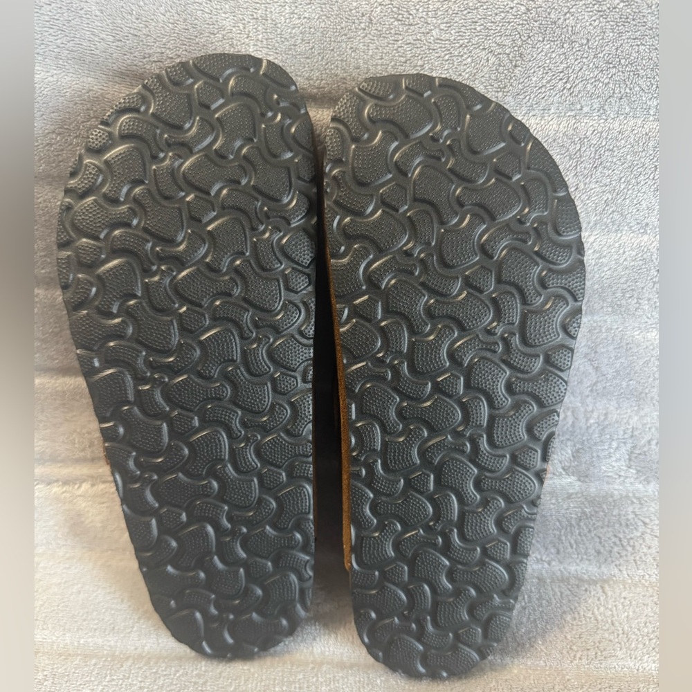 Milocaca Brown Adjustable Buckle Faux Suede Clogs Size 6 - Picture 8 of 9